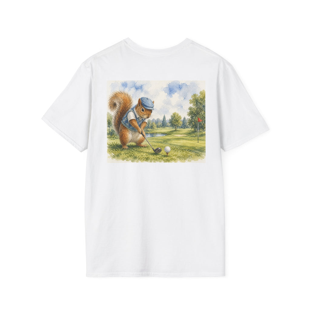 Golfing Squirrel T-Shirt — Playful Vintage-Style Golf Graphic